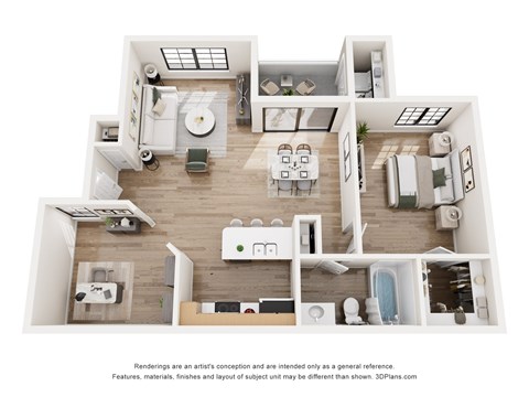 Floor plan for 2 beds, 1 bath, 925 sqft